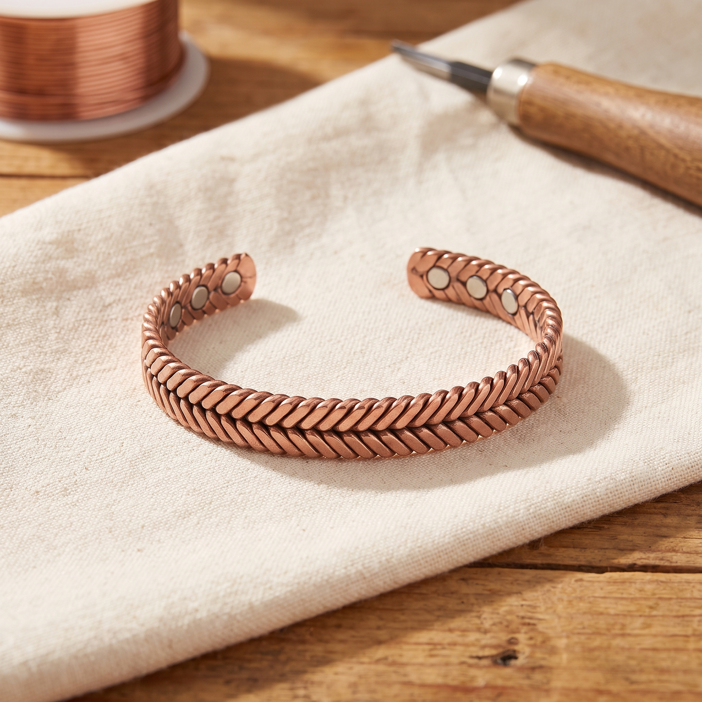 FURZE | Herringbone Weave Copper Bracelet