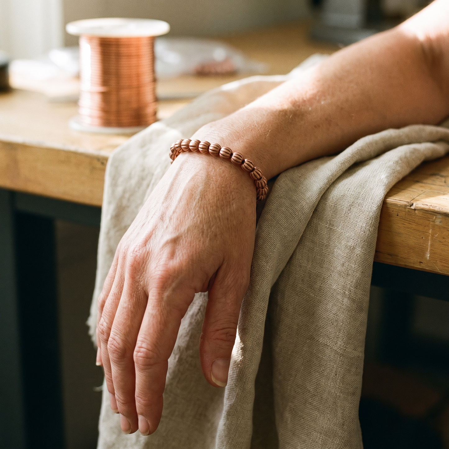 BARK | Acid-Etched Copper Bead Bracelet