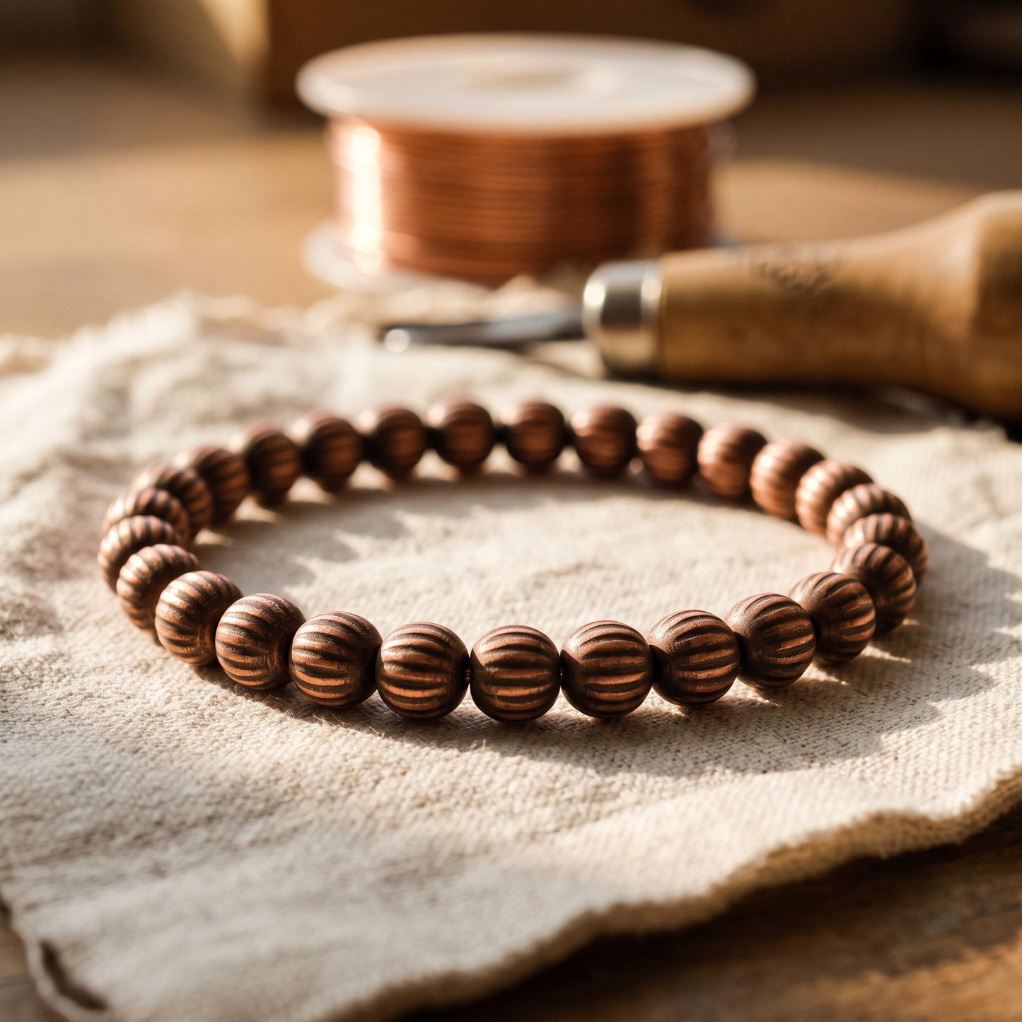 BARK | Acid-Etched Copper Bead Bracelet