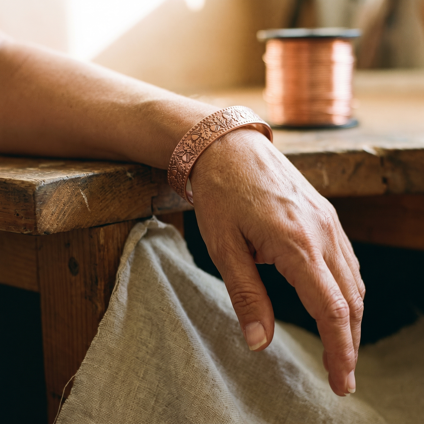 TIMBER | Leaf & Nut Copper Cuff