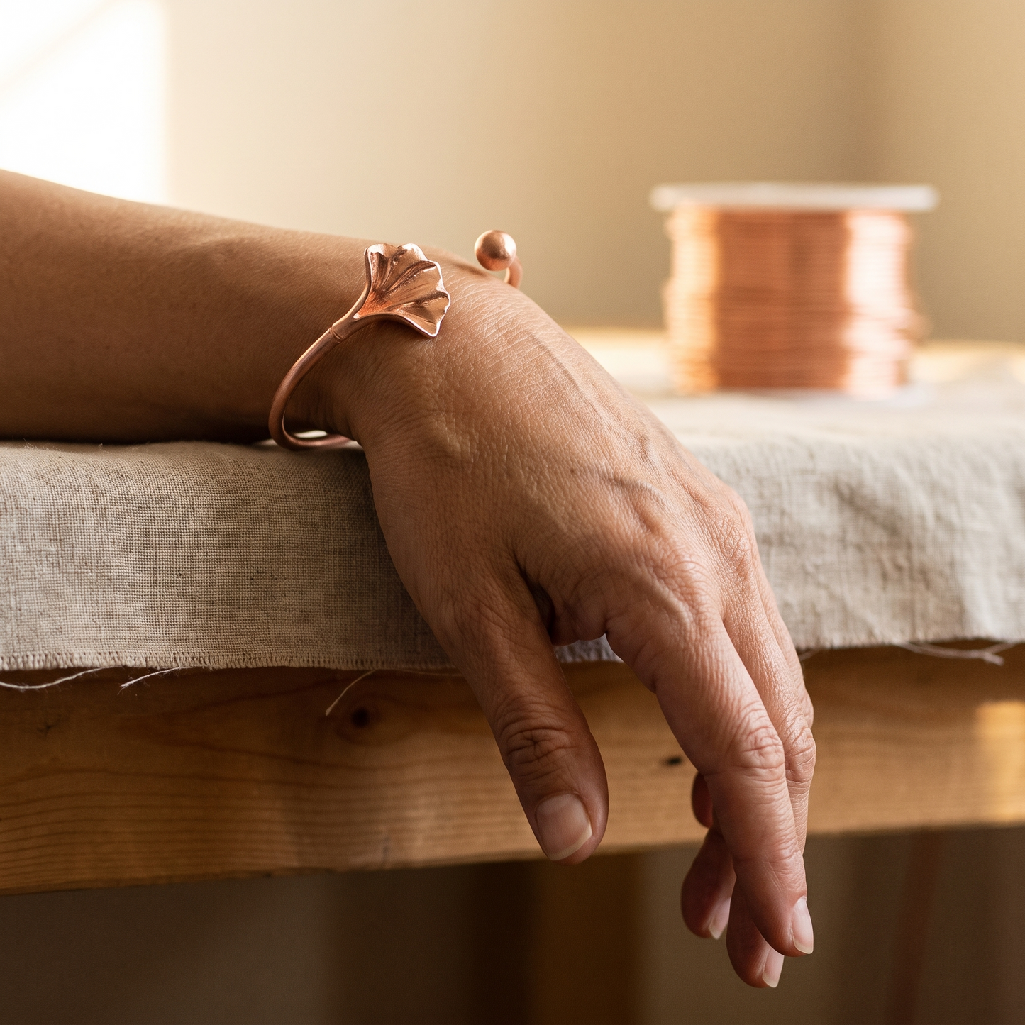 BLOOM | Hand-Formed Flower Copper Bracelet