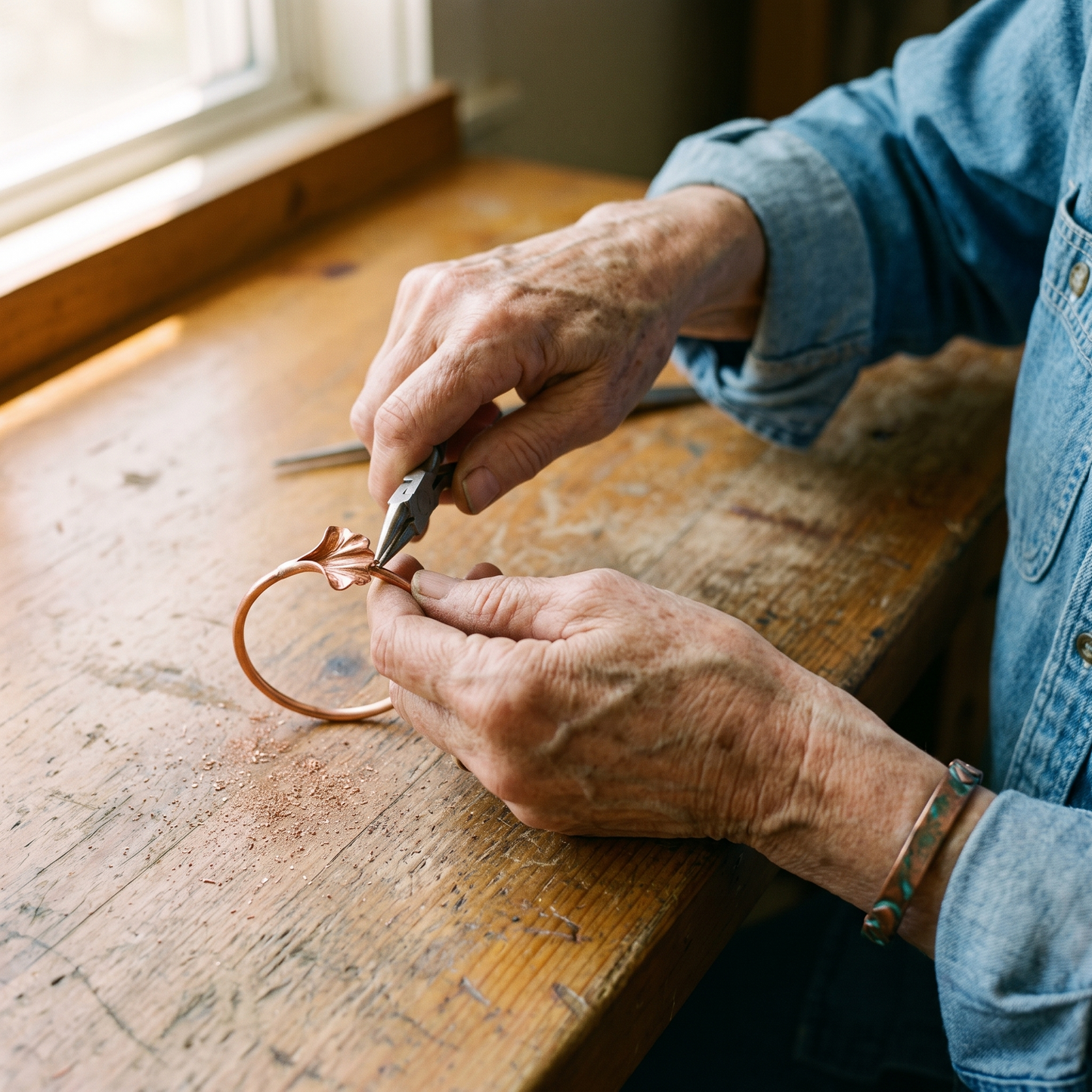 BLOOM | Hand-Formed Flower Copper Bracelet