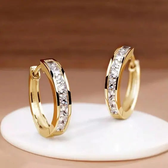 SOIREE | Gold Crystal Hoop Earrings