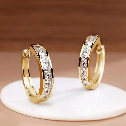 SOIREE | Gold Crystal Hoop Earrings
