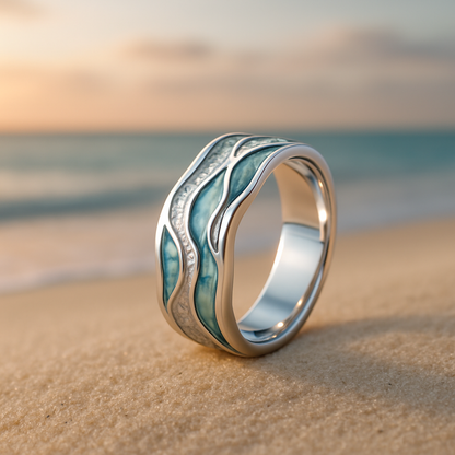 BREEZE | Silver Turquoise Wave Ring