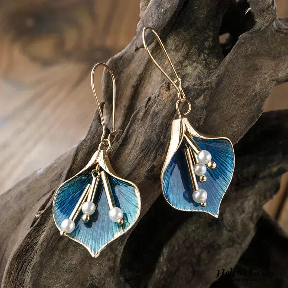LAGOON | Gold Blue Pearl Drop Earrings